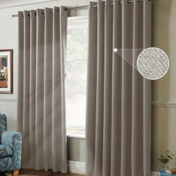 Moonlight Bedding 100%blackout Eyelet Linen Texture Curtain Pair Thermal Energy Efficient For Summer Winter Uk Home (Mink,66X90'')