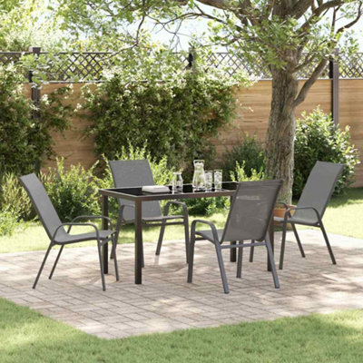 Berkfield 5 Piece Garden Dining Set Grey Textilene And Steel - image 1