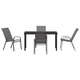 Berkfield 5 Piece Garden Dining Set Grey Textilene And Steel - thumbnail 7