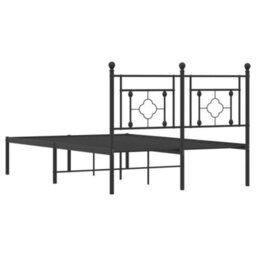 Berkfield Metal Bed Frame Without Mattress With Headboard Black 120X200Cm - thumbnail 7