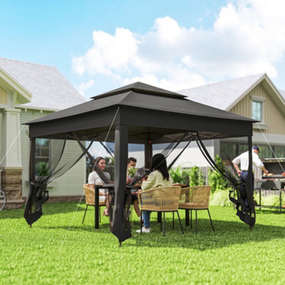 Outsunny Garden Folding Tent Heavy Duty Pop Up Gazebo For Party Black - image 1