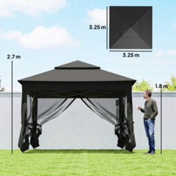 Outsunny Garden Folding Tent Heavy Duty Pop Up Gazebo For Party Black - thumbnail 3