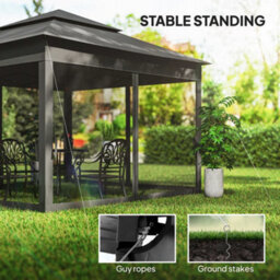 Outsunny Garden Folding Tent Heavy Duty Pop Up Gazebo For Party Black - thumbnail 6