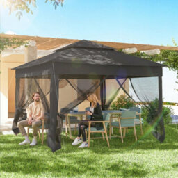 Outsunny Garden Folding Tent Heavy Duty Pop Up Gazebo For Party Black - thumbnail 8