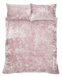 Catherine Lansfield Bedding Crushed Velvet Duvet Cover Set With Pillowcases Blush Pink - thumbnail 5