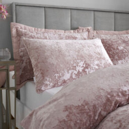 Catherine Lansfield Bedding Crushed Velvet Duvet Cover Set With Pillowcases Blush Pink - thumbnail 2