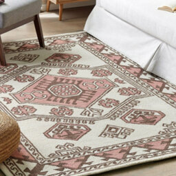 Beliani Area Rug 140 X 200 Cm - Hand-Tufted Wool, Low Pile, Geometric Boho Multicolour - thumbnail 2