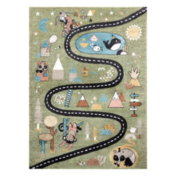 RugsX Carpet Fun Route For Children, Street, Animals Green 140X190 Cm - thumbnail 2