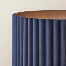 Valuelights Lenny Navy Blue Drum Lamp Shade Ribbed Fabric Midi Floor Lamp With Led Bulb - thumbnail 4