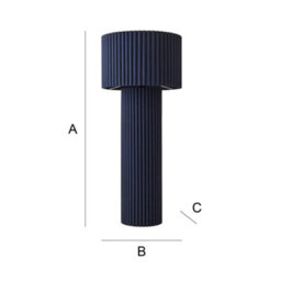 Valuelights Lenny Navy Blue Drum Lamp Shade Ribbed Fabric Midi Floor Lamp With Led Bulb - thumbnail 7