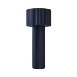 Valuelights Lenny Navy Blue Drum Lamp Shade Ribbed Fabric Midi Floor Lamp With Led Bulb - thumbnail 8