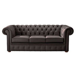 Chesterfield 3 Seater Shelly Dark Chocolate Leather Sofa Bespoke In Classic Style - thumbnail 1