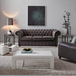 Chesterfield 3 Seater Shelly Dark Chocolate Leather Sofa Bespoke In Classic Style - thumbnail 3