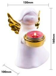 Netagon St Helens Home And Garden Ceramic Winged Angel Tealight Holder Gold - thumbnail 2
