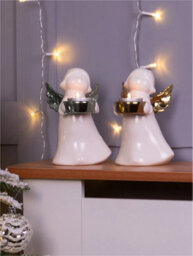 Netagon St Helens Home And Garden Ceramic Winged Angel Tealight Holder Gold - thumbnail 3