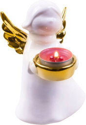 Netagon St Helens Home And Garden Ceramic Winged Angel Tealight Holder Gold