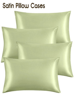 Ameha Mint Stain Silk Pillowcase Soft Anti Wrinkle Envelop Closure Pillow Cover For Hair & Skin Friendly 50X75Cm 4 Pair - image 1