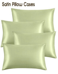 Ameha Mint Stain Silk Pillowcase Soft Anti Wrinkle Envelop Closure Pillow Cover For Hair & Skin Friendly 50X75Cm 4 Pair - thumbnail 1
