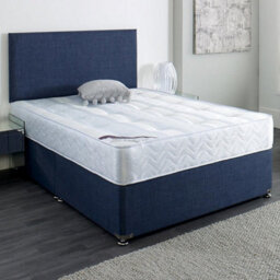 Divan Base Direct Dura Beds Ashleigh Damask Orthopaedic Pocket Sprung Divan Bed Set 4Ft6 Double Large End Drawer- Naples Blue - thumbnail 1