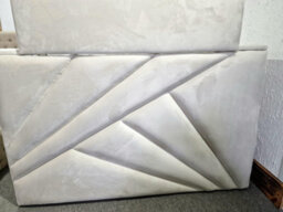 Stratus Interiors Geometric Lined Tv Bed Matching Foot Board - Steel Plush - Divan Ottoman Base - Superking - thumbnail 3