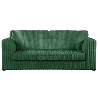 Furnishings For Less UK Luxor Jumbo Cord Fabric 3 Seater Sofa - Fullback Green - image 1