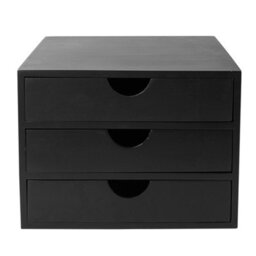 EHC Woodluv 3 Drawer Bamboo Home Office Desktop Tidy A4 Sturdy Stationary Storage Organiser Unit, Black - W25 X D33 X H18.5Cm - thumbnail 5
