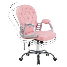 Beliani Desk Chair Princess Faux Leather Pink - thumbnail 7
