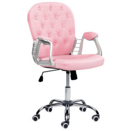 Beliani Desk Chair Princess Faux Leather Pink - thumbnail 4