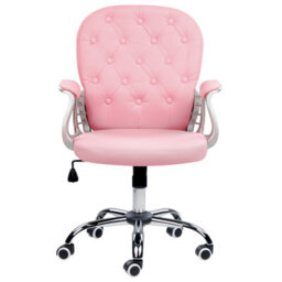 Beliani Desk Chair Princess Faux Leather Pink - thumbnail 5
