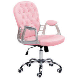 Beliani Desk Chair Princess Faux Leather Pink - thumbnail 1