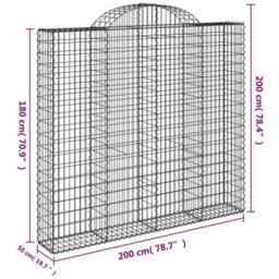 Berkfield Arched Gabion Baskets 10 Pcs 200X50X180/200 Cm Galvanised Iron - thumbnail 6