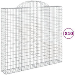 Berkfield Arched Gabion Baskets 10 Pcs 200X50X180/200 Cm Galvanised Iron - thumbnail 2