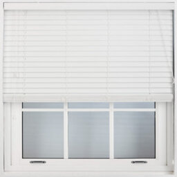 Furnished Faux Wood Venetian Blinds - White 50mm Slats Trimmable Blinds For Windows And Doors  (W)60Cm (L)210Cm