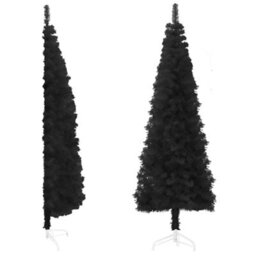 Berkfield Slim Artificial Half Christmas Tree With Stand Black 150 Cm - thumbnail 2
