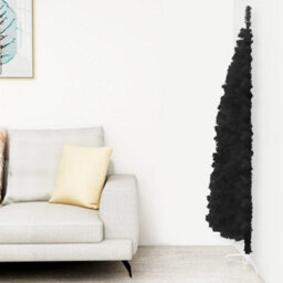 Berkfield Slim Artificial Half Christmas Tree With Stand Black 150 Cm - thumbnail 1