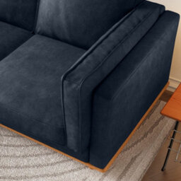 Valencia Artisan Leather Three Seats Sofa Blue Nappa 11000 Top Grain Leather Alder Wood Legs And Frame - thumbnail 7