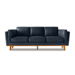 Valencia Artisan Leather Three Seats Sofa Blue Nappa 11000 Top Grain Leather Alder Wood Legs And Frame - thumbnail 8