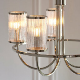 Luminosa Lighting Luminosa Henbury Multi Arm Pendant Ceiling Light Bright Nickel Plate, Ribbed Bubble Glass, 5X E14 - thumbnail 4