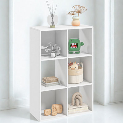FURNOLD 6 Cube Freestanding Storage Unit Bookcase White - image 1