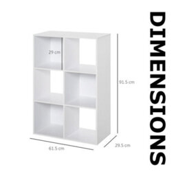 FURNOLD 6 Cube Freestanding Storage Unit Bookcase White - thumbnail 8