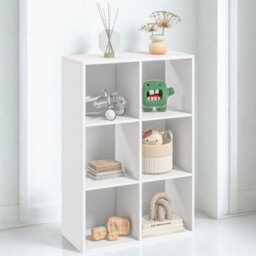 FURNOLD 6 Cube Freestanding Storage Unit Bookcase White - thumbnail 1