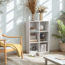 FURNOLD 6 Cube Freestanding Storage Unit Bookcase White - thumbnail 7