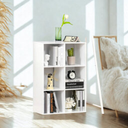 FURNOLD 6 Cube Freestanding Storage Unit Bookcase White - thumbnail 4