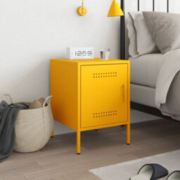 Berkfield Bedside Cabinet Mustard Yellow 36X39X50.5 Cm Steel - thumbnail 3