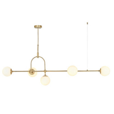 Luminosa Lighting Luminosa Cosenza 5 Light Ceiling Pendant Matt Antique Brass Plate & Opal Glass - image 1