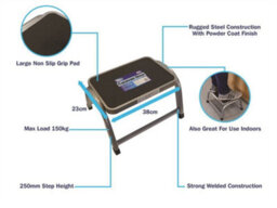 Streetwize Caravan, Home & Motorhome Steel Single Step Ladder  Stool With Rubber Non Slip Pads - thumbnail 4