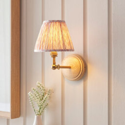 Luminosa Lighting Luminosa Wood Wing Ash Wood Wall Light With Peachy Keen Fabric Leaf Shade 16Cm B22 - thumbnail 2