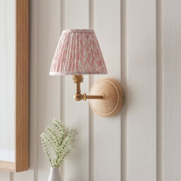 Luminosa Lighting Luminosa Wood Wing Ash Wood Wall Light With Peachy Keen Fabric Leaf Shade 16Cm B22 - thumbnail 3
