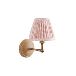 Luminosa Lighting Luminosa Wood Wing Ash Wood Wall Light With Peachy Keen Fabric Leaf Shade 16Cm B22 - thumbnail 7