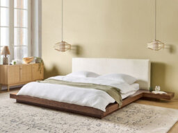 Beliani Bed Boucle Zen 180 X 200 Cm (Eu Super King) Brown Ash Wood - thumbnail 2